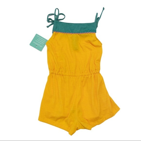 Heart and Harmony Girl's Pompom Romper in Yellow - Size 4/5 - Picture 2 of 3